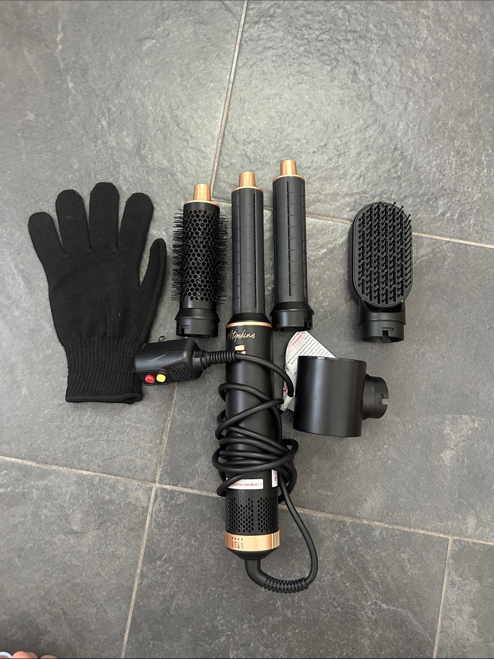 Multi-Head Hot Air Styling Brush - Black with Rose Gold Accents